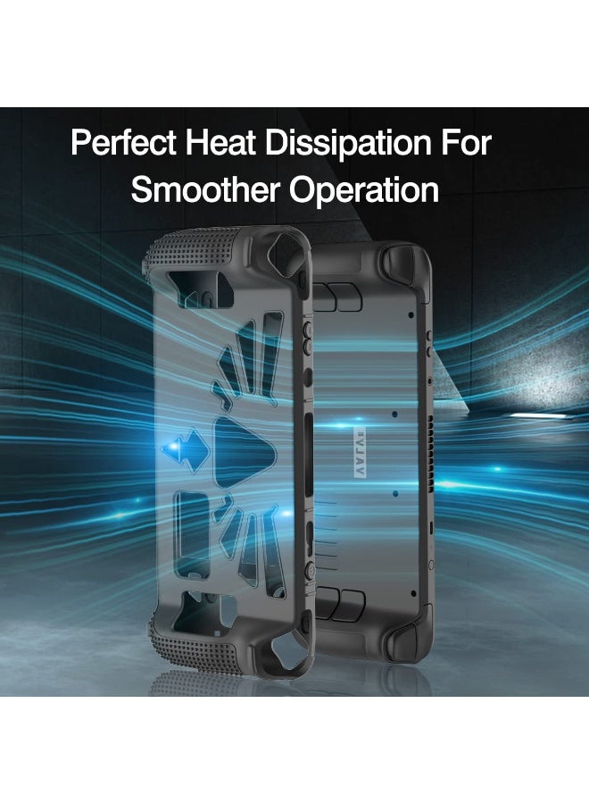 SUIHUOJI Steam Deck/Steam Deck OLED Standing Protective Case, Thickening Silicone Accessories Protector, Soft Cover Skin Shell with 2 Pairs Thumb Grips, Full Protection for Valve Stream Deck (Black) - Image 2